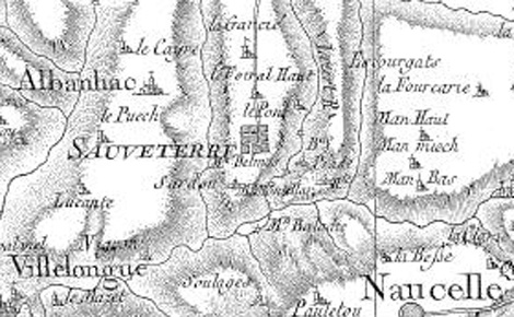 carte cassini aveyron La fondation de la bastide   Sauveterre de Rouergue, Aveyron (12)